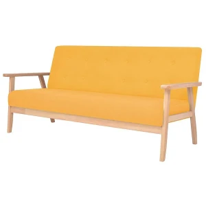 3-osobowa żółta sofa retro - Garner 3X