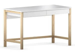 Skandynawskie białe biurko drewniane z szufladami - Kizo X5