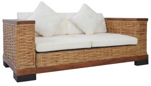 Sofa Otma 2A dwuosobowa - rattan + brąz