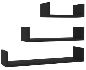 Zestaw czarnych półek ściennych - Dunan 3X