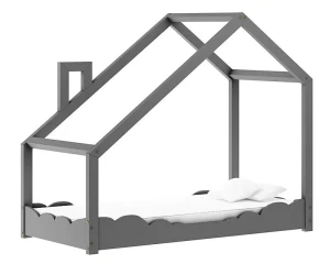 Drewniane łóżko dziecięce domek Induro 5X - Szare