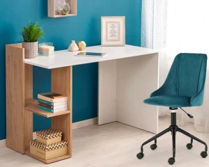 Skandynawskie biurko dąb złoty, biały - Noxar