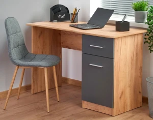 Nowoczesne biurko komputerowe Dalal - dąb wotan - antracyt