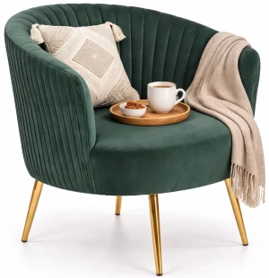 Zielony klubowy fotel muszelka - Kasto