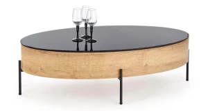 Industrialna ława owalna szklana ze schowkiem Desper