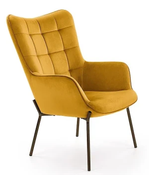 Musztardowy fotel wypoczynkowy do salonu - Adis 2X