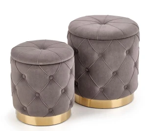 Zestaw puf pikowanych Hermos - popiel