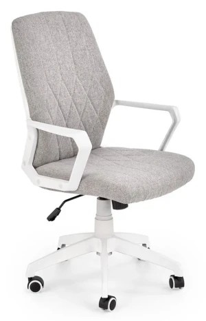 Minimalistyczny fotel biurowy materiałowy Rexor - popielaty + biały