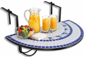 Niebiesko-biały stolik balkonowy - Alma