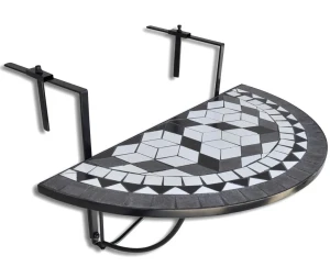 Czarno-biały stolik mozaikowy na balkon - Alma