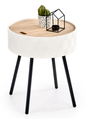 Biały stolik kawowy ze schowkiem - Ahis