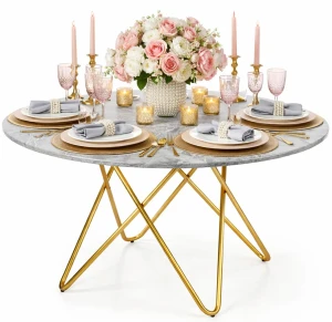 Okrągły stół glamour Vismos - złoty