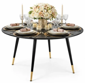 Czarny okrągły stół do salonu - Deliza