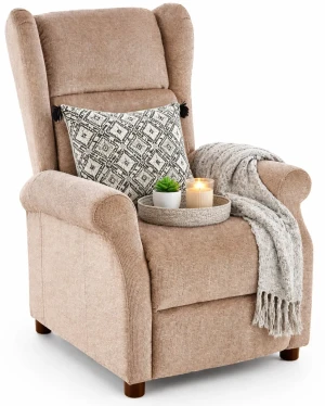 Beżowy rozkładany fotel uszak wypoczynkowy - Nika