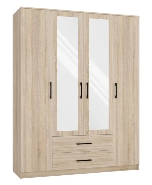 Duża szafa z lustrem Besari 4X - dąb sonoma