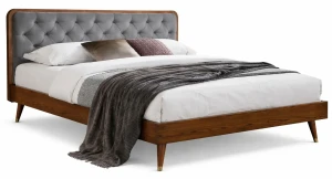 Podwójne łóżko w stylu retro orzech 160x200 - Etri