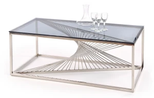 Prostokątna ława w stylu glamour Canti 3X - Srebrna