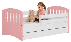 Łóżko dziecięce z szufladą  pudrowy róż 80x160  - Rubens 2X