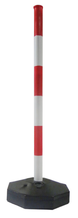 Słupek biało-czerwony z podstawą h-90 cm do napełnienia