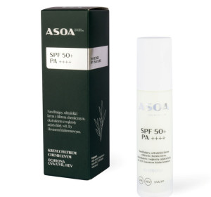 Asoa Krem do twarzy z filtrem chemicznym, wąkrotką azjatycką, wit.B3 i kwasem hialuronowym SPF 50+ 50ml