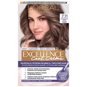 Loreal Excellence Cool Creme Farba do włosów - 7.11 Ultrapopielaty Blond 192ml