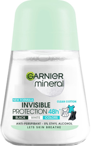 Garnier Mineral Invisible Protection Clean Cotton 48H Antyperspirant w kulce roll on 50ml