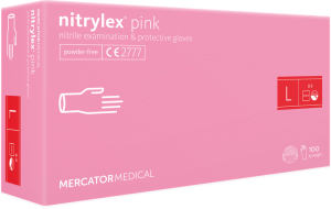 Mercator Nitrylex Pink Rękawiczki nitrylowe bezpudrowe - rozm. L 100szt