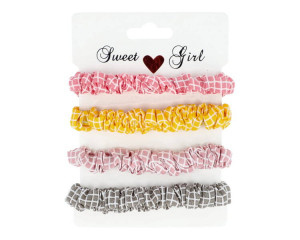 Gumka do włosów scrunchie w kratkę - 4 sztuki