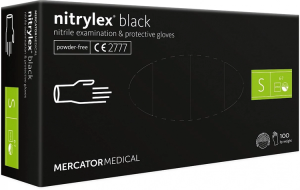 Mercator Nitrylex Black Rękawiczki nitrylowe bezpudrowe czarne - rozm. S 100szt