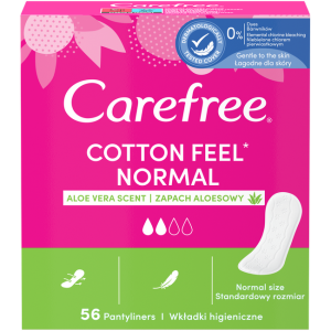 Carefree Cotton Feel Normal Wkładki higieniczne - zapach aloesowy 56 sztuk