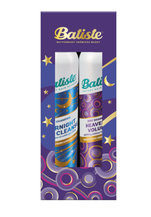 Batiste Zestaw suchych szamponów do włosów na dzień i noc - Overnight Light Cleanse 200ml + Heavenly Volume 200ml