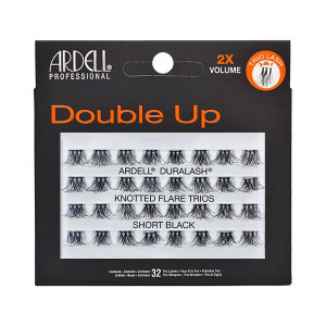 Ardell Double Up Sztuczne rzęsy, potrójne kępki z węzełkami - SHORT BLACK 32 sztuki