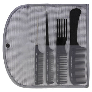 Olivia Garden Carbon+Ion Profesjonalny zestaw grzebieni fryzjerskich z jonizacją - 4 grzebienie + etui