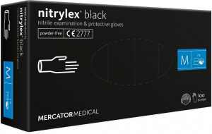 Mercator Nitrylex Black Rękawiczki nitrylowe bezpudrowe czarne - rozm. M 100szt