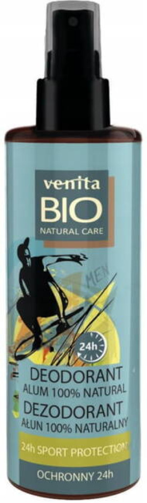 Venita Bio Natural Care Men 24h Sport Protection Ochronny dezodorant do ciała i stóp stóp dla mężczyzn 100% naturalny - Ałun 100ml