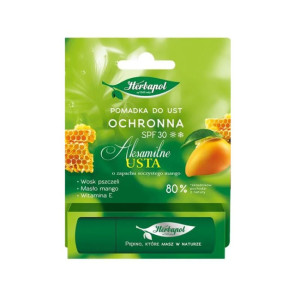 Herbapol Aksamitne Usta Pomadka ochronna do ust SPF30 - Wosk pszczeli, Mango, Masło Shea 4,9g