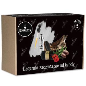 Roomcays Natural Care Zestaw nr.5 do pielęgnacji zarostu dla mężczyzn - Olejek do brody 50ml + Kartacz + Ręcznik do twarzy