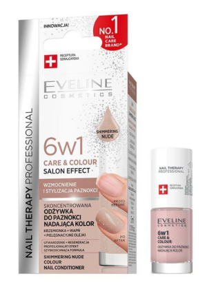 Eveline 6w1 Care&Colour Salon Effect Odżywka do paznokci - Shimmering Nude 5ml