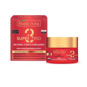 Bielenda Super Trio Retinol+Vit+Kolagen Silnie Ujędrniający Krem Przeciwzmarszczkowy Dzień/Noc 50+ 50ml