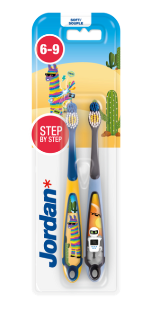 Jordan Step By Step Szczoteczka do zębów dla dzieci 6-9 lat - SOFT (2 sztuki)
