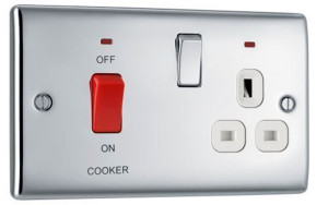 BG NPC70W 45A Cooker Control Unit 13a Switched Socket & Neon Polished Chrome