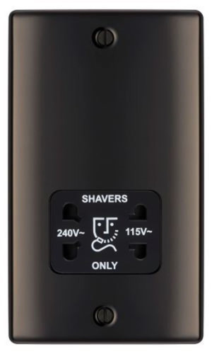 BG Nexus NBN20B Metal Black Nickel Stainless Steel Dual Voltage Shaver Socket