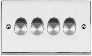 250W Rotary Polished Chrome Mains Voltage Dimmer