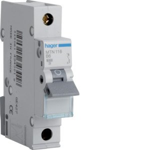 Hager Miniature Circuit Breaker, Type B, 16A with 2,8Nm Tightening Rope MTN116