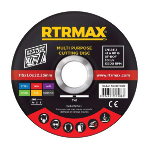 RTRMAX RDT11510 115mm Multi-Purpose Cutting Disc for Angle Grinder - Ultra Thin Silicon Carbide Metal Cutting Blade
