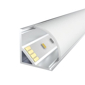 Foss PROBK-ANG18X18-2M-OP Angled Aluminum Single LED Profile Max Strip Opal