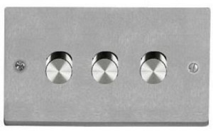 250W Rotary Brushed Chrome Mains Voltage Dimmer