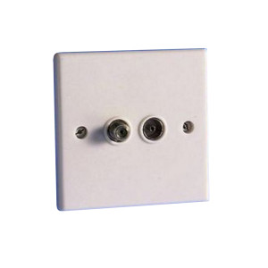 Tv / Fm Twin Socket Flush (On 1G Plate)