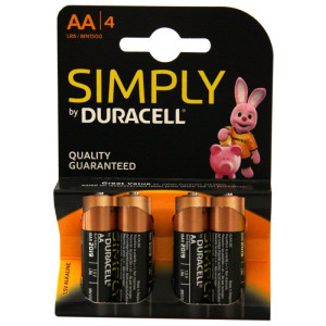 DURACELL AADURS Simply (AA) Alkaline Batteries (Pack of 4)