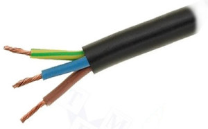 3 Core Pond Rubber Flex Cable Black 1.5mm2 x 20m